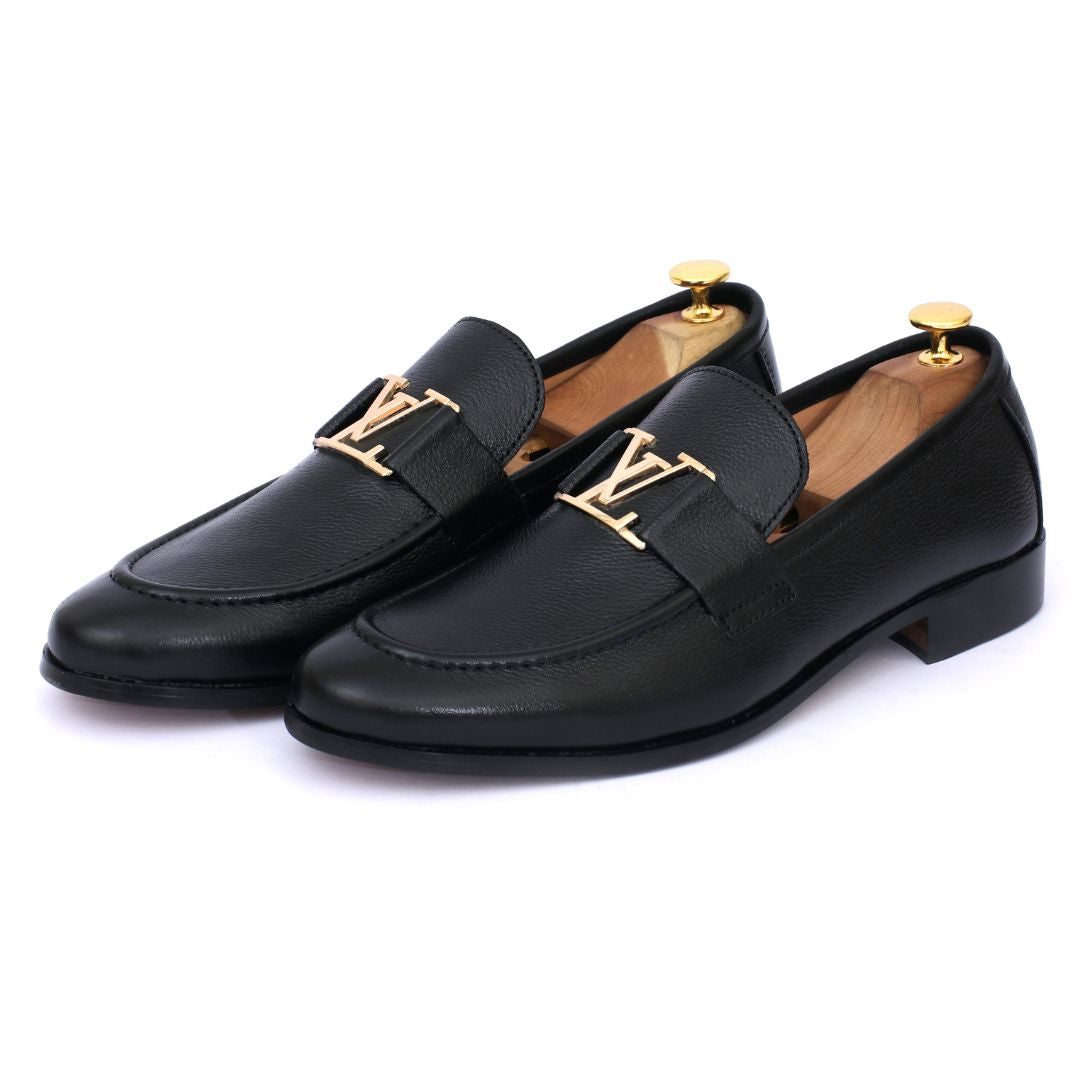 LV-BLACK LEATHER LOAFER