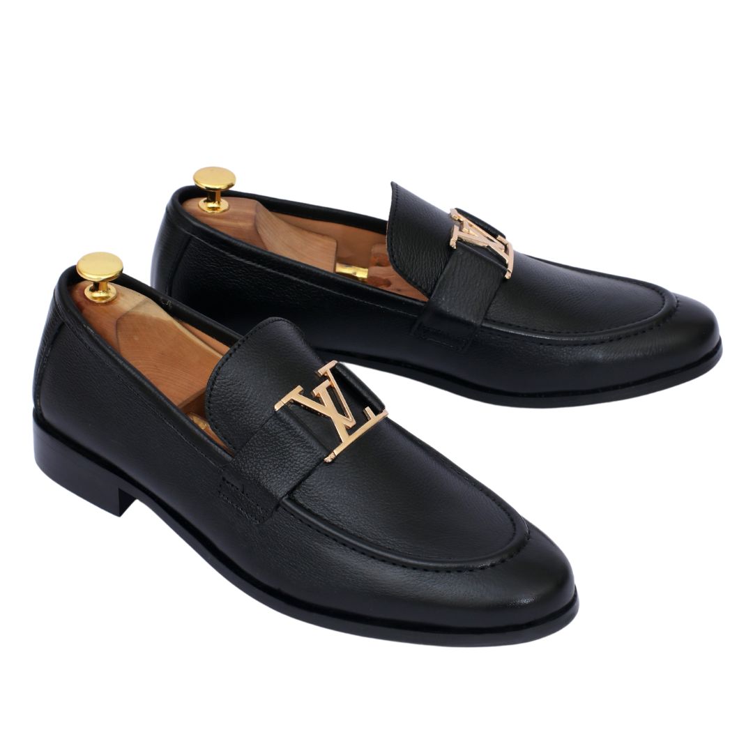 LV-BLACK LEATHER LOAFER